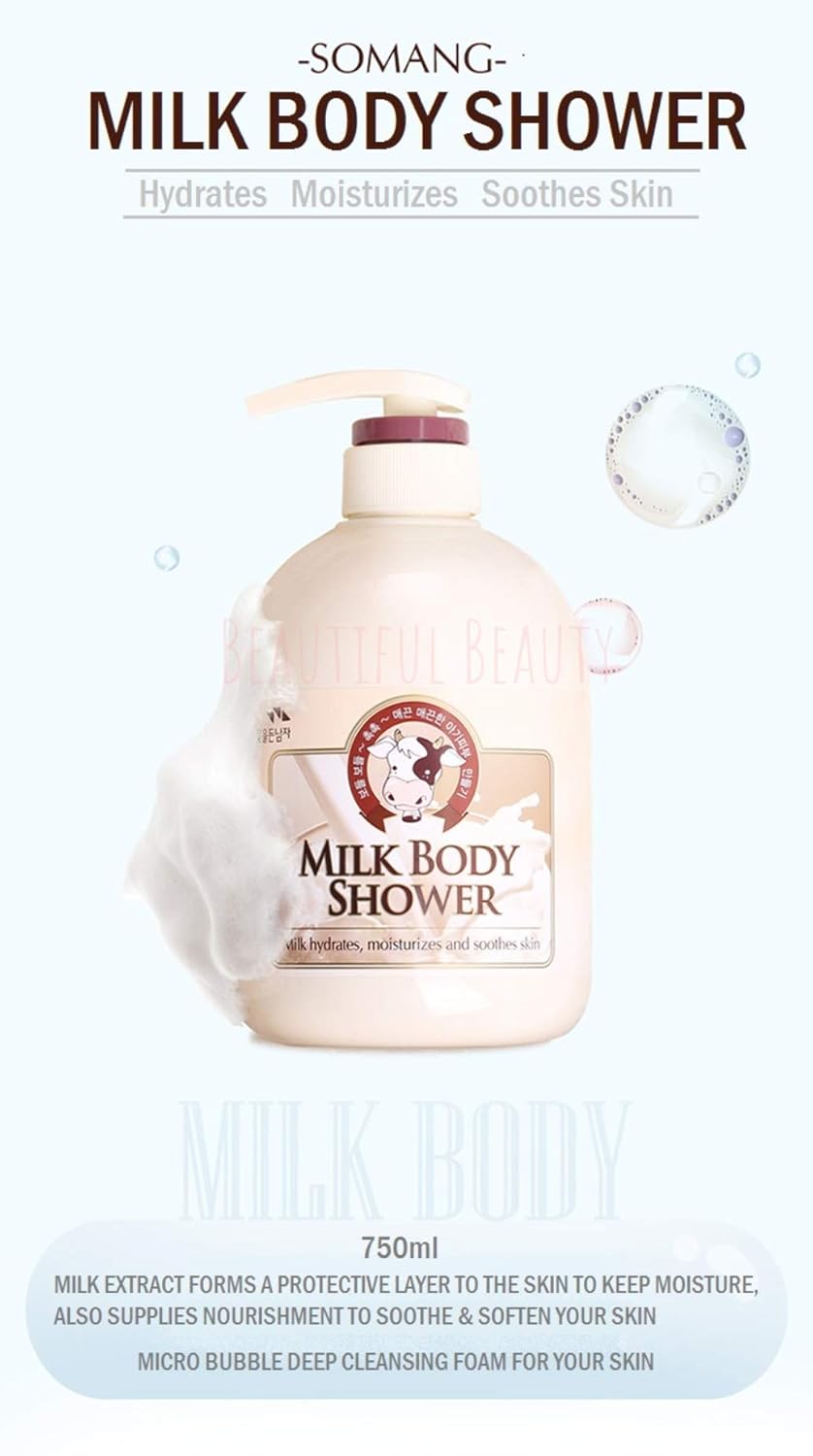 SOMANG MILK BODY SHOWER 750ml + BODY LOTION 500ml SET