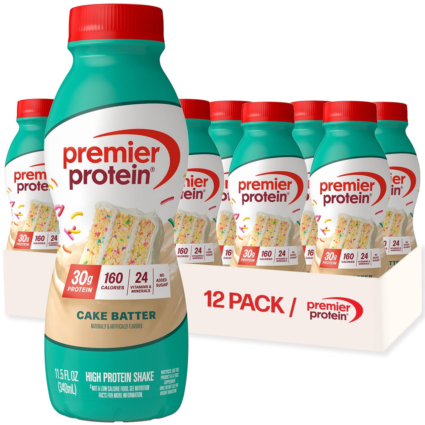 Premier Protein 30g High Protein Shake, Cookies & Cream, 12 Pack | 160 Calories, 24 Vitamins & Minerals, No Added Sugar, Supports Muscle Health, Gluten-Free, 11.5 oz