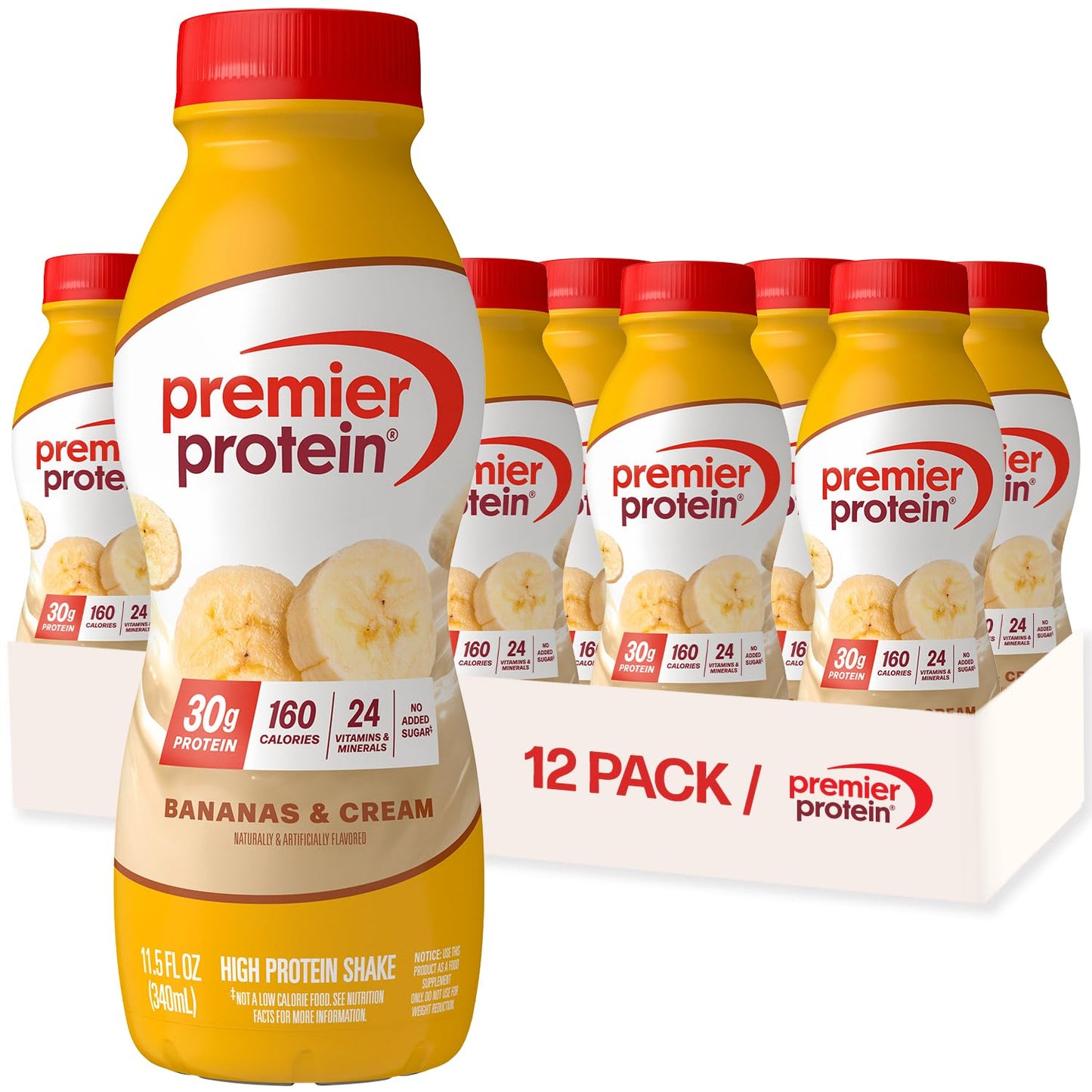 Premier Protein 30g High Protein Shake, Cookies & Cream, 12 Pack | 160 Calories, 24 Vitamins & Minerals, No Added Sugar, Supports Muscle Health, Gluten-Free, 11.5 oz