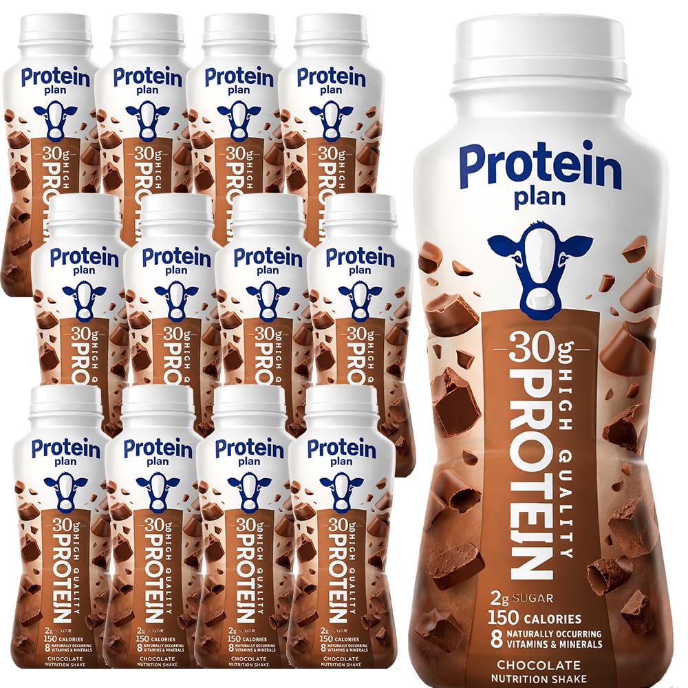 Protein Plan Chocolate Nutrition High Protein Shake 30g Protein - 12 Pack Bottles