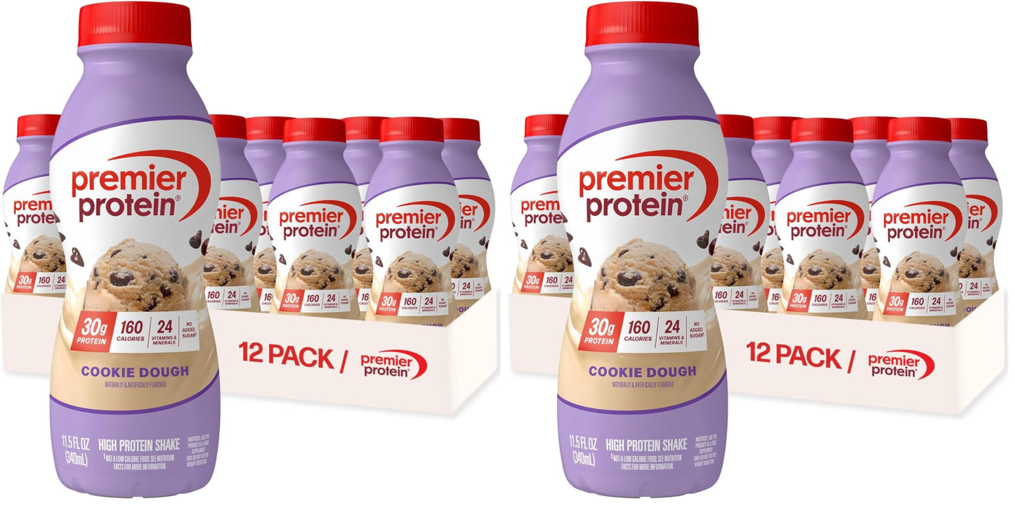 Premier Protein 30g High Protein Shake, Cookies & Cream, 12 Pack | 160 Calories, 24 Vitamins & Minerals, No Added Sugar, Supports Muscle Health, Gluten-Free, 11.5 oz