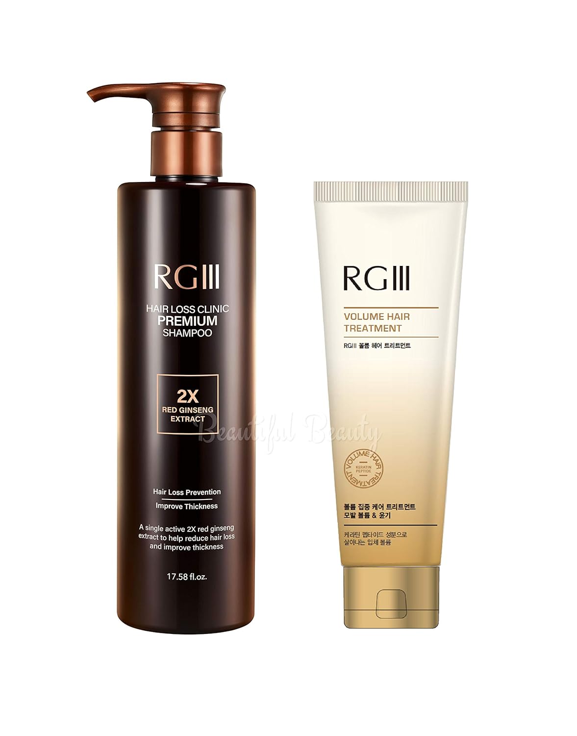 RG3 RGIII RED GINSENG PREMIUM HAIR LOSS PREVENTION SHAMPOO (520ml) + RGIII VOLUME TREATMENT (250ml) set for all gender and age