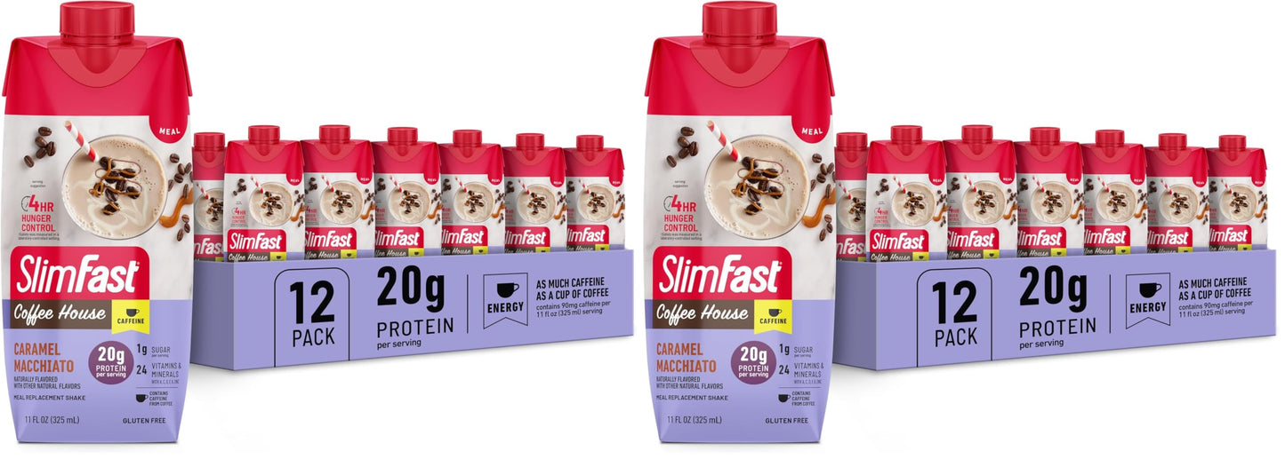 SlimFast Protein Shake, Chocolate- 20g Protein, Meal Replacement Shake Ready to Drink, High Protein with Low Carb and Low Sugar, 24 Vitamins and Minerals, 12 Count (Pack of 1) (Packaging May Vary)