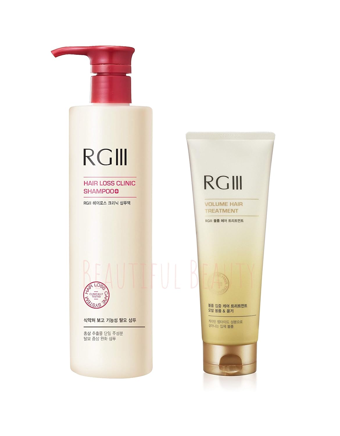 RGIII Red Ginseng HAIR LOSS CLINIC SHAMPOO(17.58 fl.oz) + VOLUME HAIR TREATMENT(8.45 fl.oz) 2PCS SET FOR Preventing Hair Loss AND Volume your Hair