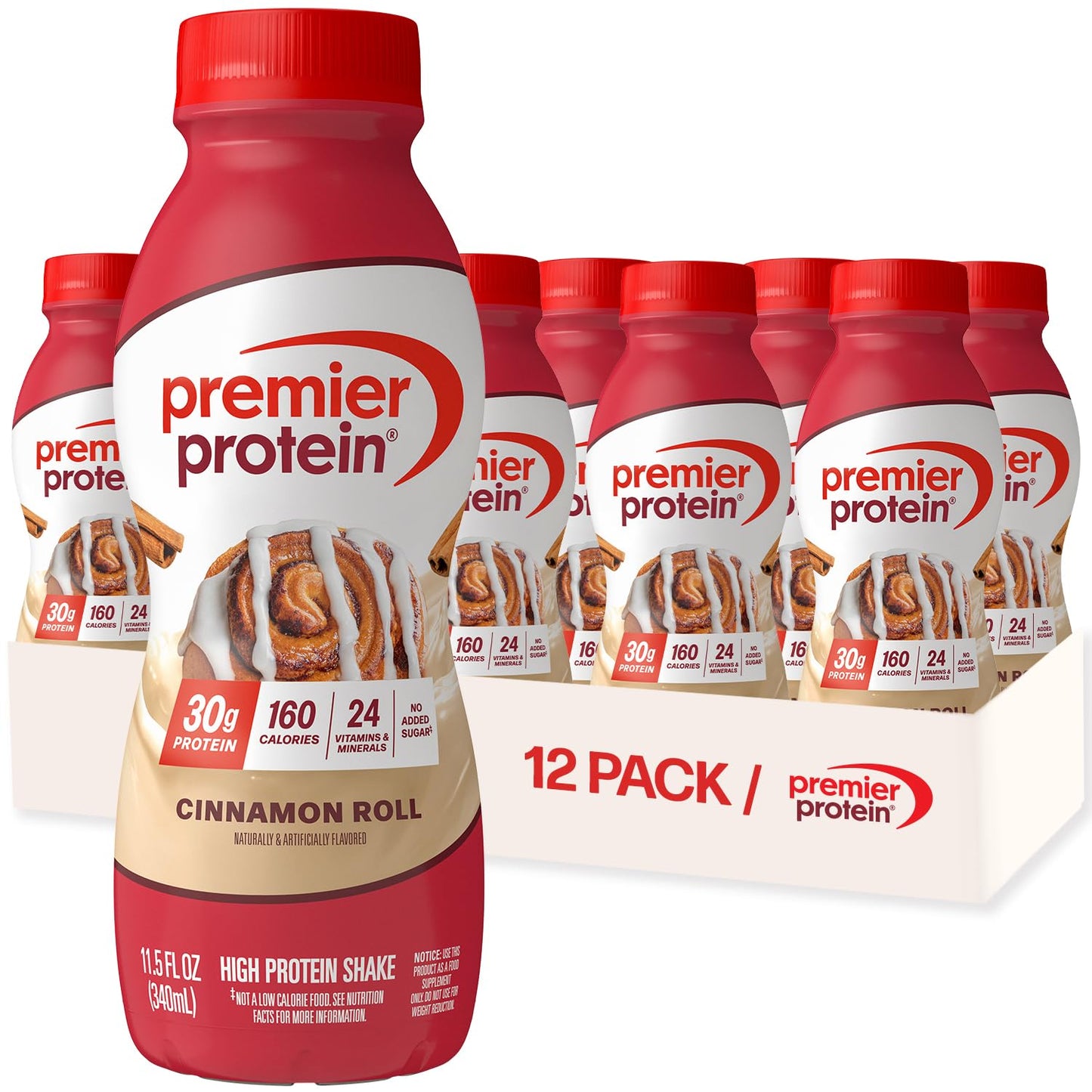 Premier Protein 30g High Protein Shake, Cookies & Cream, 12 Pack | 160 Calories, 24 Vitamins & Minerals, No Added Sugar, Supports Muscle Health, Gluten-Free, 11.5 oz