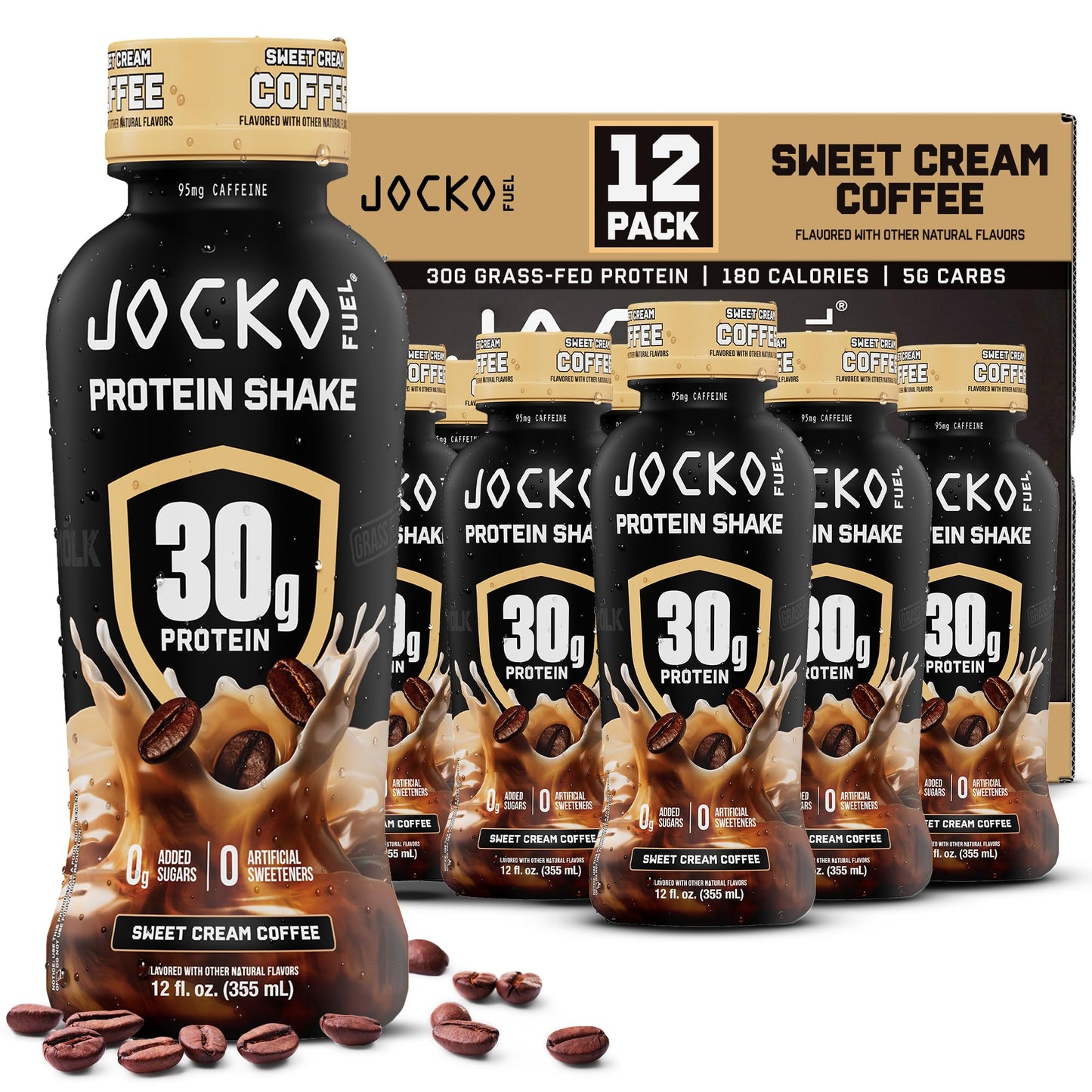 Jocko Mölk 30g Grass Fed Protein Shakes – No Added Sugar Protein Drinks KETO Friendly - Ready to Drink 12 FL Oz (Pack of 12) Vanilla