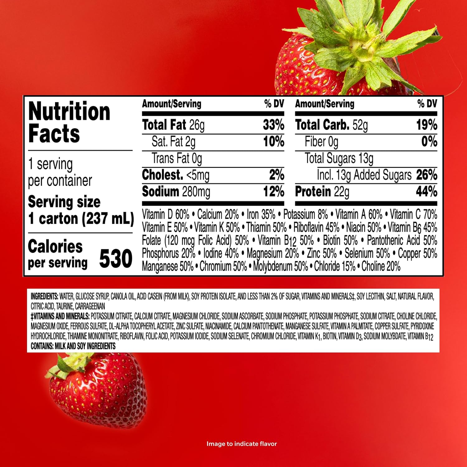 BOOST Very High Calorie Nutritional Drink - Helps Weight Gain & Maintenance - 530 Calories - 26 Vitamins & Minerals - 22 g Protein - Calorie-Dense Nutritional Drink - Creamy Strawberry - 8 fl oz (Pack of 24)