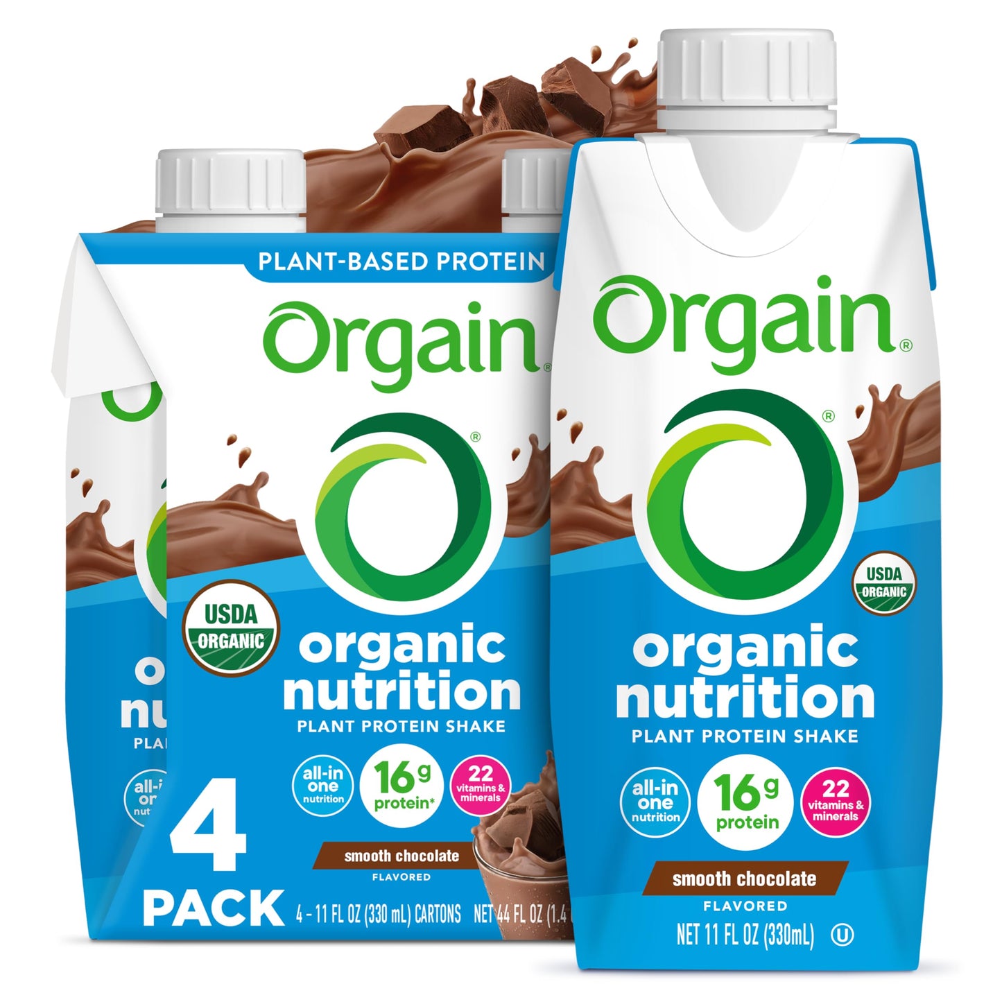 Orgain Organic Nutritional Vegan 16g Protein Shake, Vanilla, 11 oz, 12pk | Ready to drink plant based protein, meal replacement, 21 vitamins & minerals, fruits & vegetables, non-GMO, gluten-free