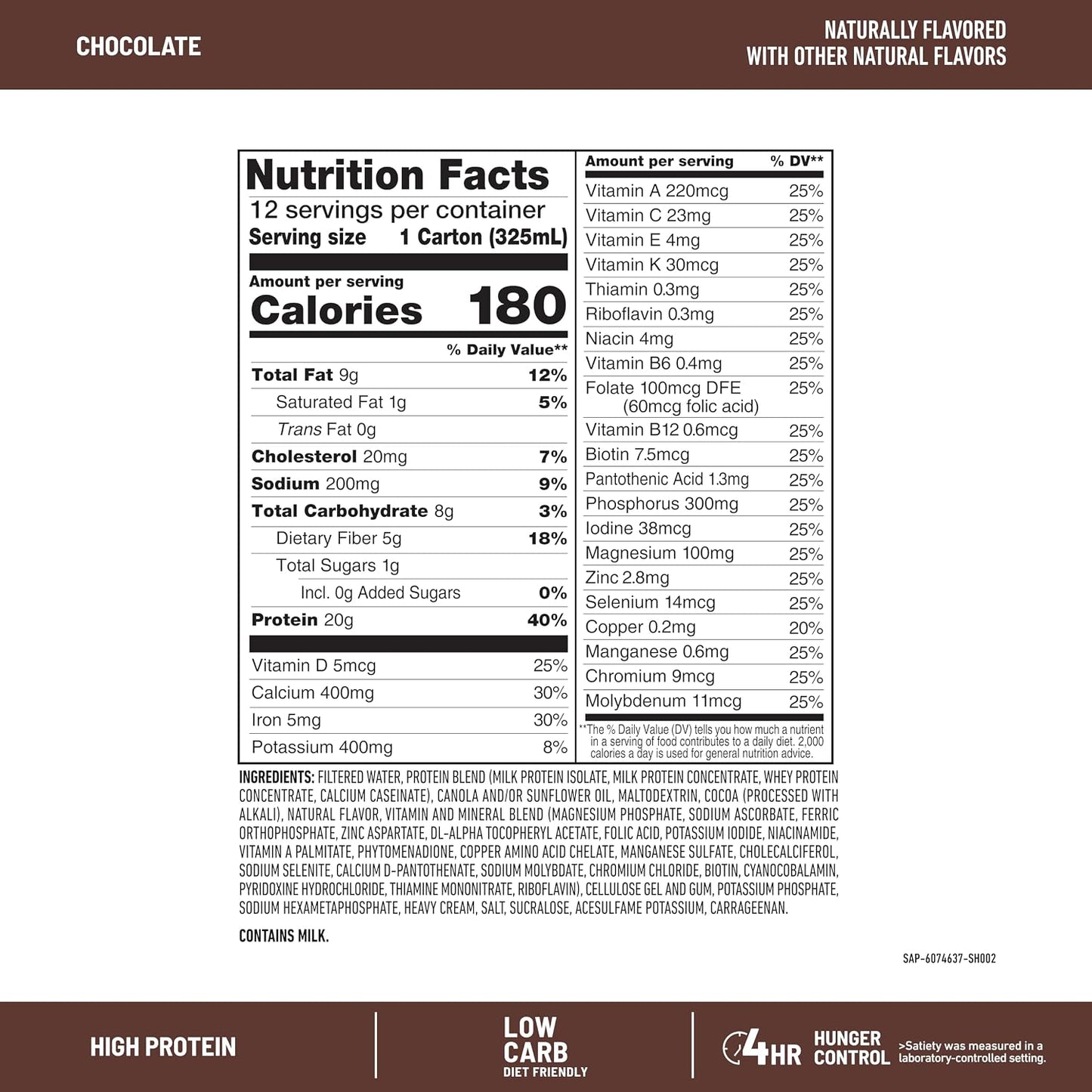 SlimFast Protein Shake, Chocolate- 20g Protein, Meal Replacement Shake Ready to Drink, High Protein with Low Carb and Low Sugar, 24 Vitamins and Minerals, 12 Count (Pack of 1) (Packaging May Vary)