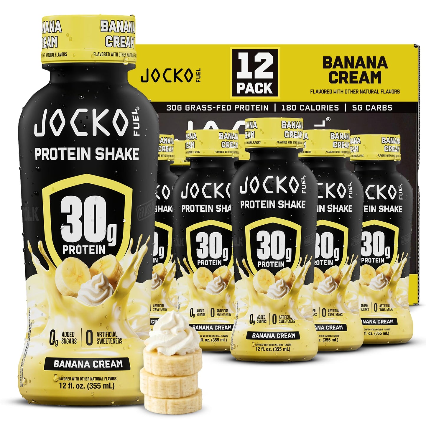Jocko Mölk 30g Grass Fed Protein Shakes – No Added Sugar Protein Drinks KETO Friendly - Ready to Drink 12 FL Oz (Pack of 12) Vanilla
