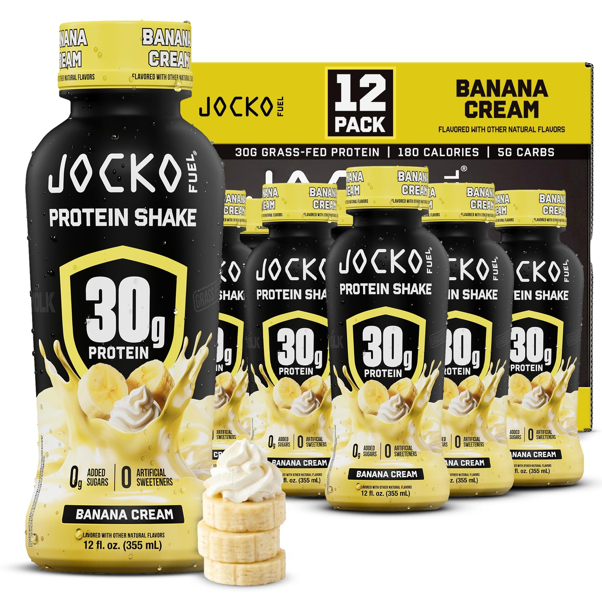 Jocko Mölk 30g Grass Fed Protein Shakes – No Added Sugar Protein Drinks KETO Friendly - Ready to Drink 12 FL Oz (Pack of 12) Vanilla