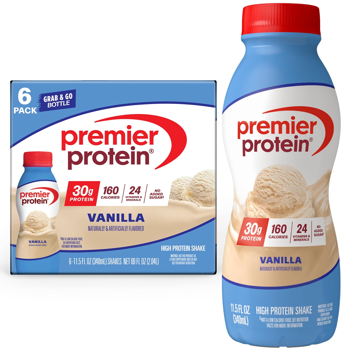 Premier Protein 30g High Protein Shake, Cookies & Cream, 12 Pack | 160 Calories, 24 Vitamins & Minerals, No Added Sugar, Supports Muscle Health, Gluten-Free, 11.5 oz