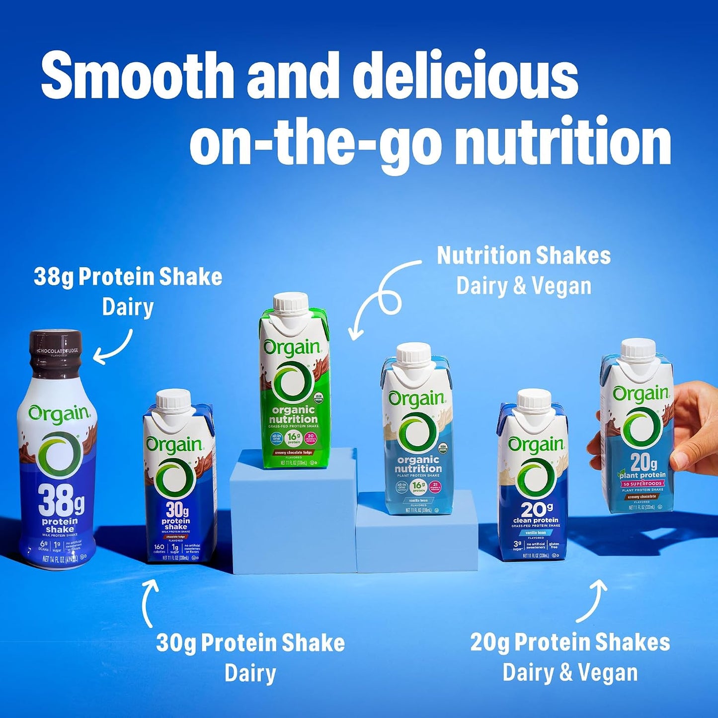 Orgain Organic Nutritional Vegan 16g Protein Shake, Vanilla, 11 oz, 12pk | Ready to drink plant based protein, meal replacement, 21 vitamins & minerals, fruits & vegetables, non-GMO, gluten-free